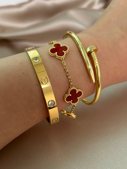 Red Cleef Charm Bracelet | Gold