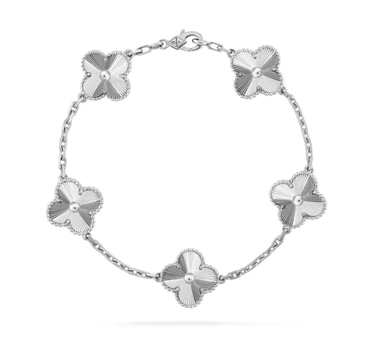 Silver Cleef Charm Bracelet