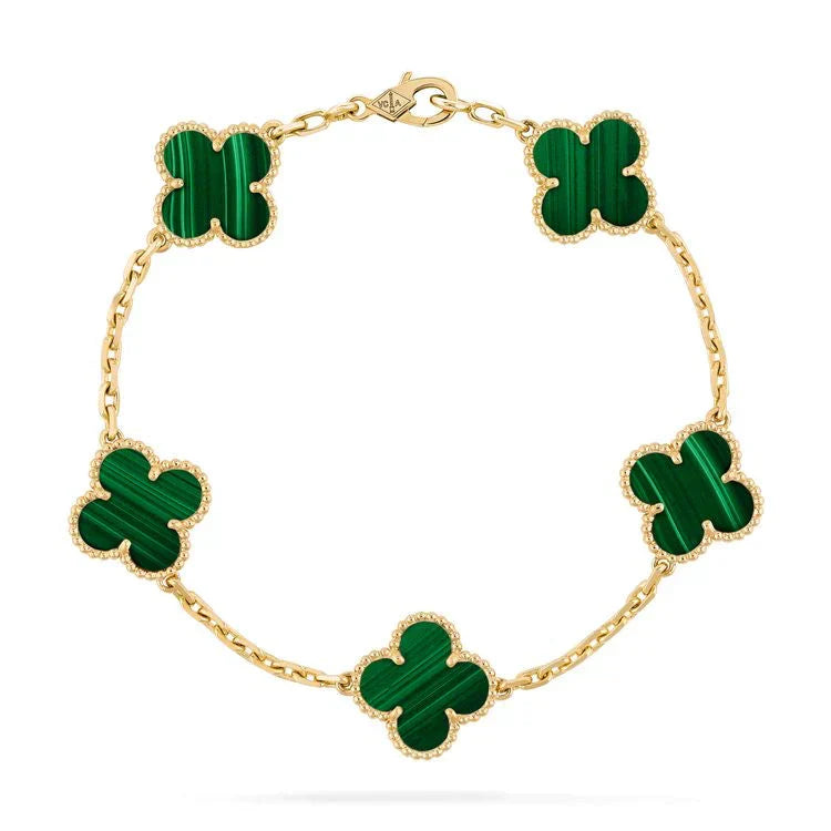 Green Cleef Charm Bracelet | Gold