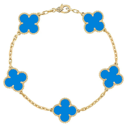 Ocean Blue Cleef Charm Bracelet | Gold