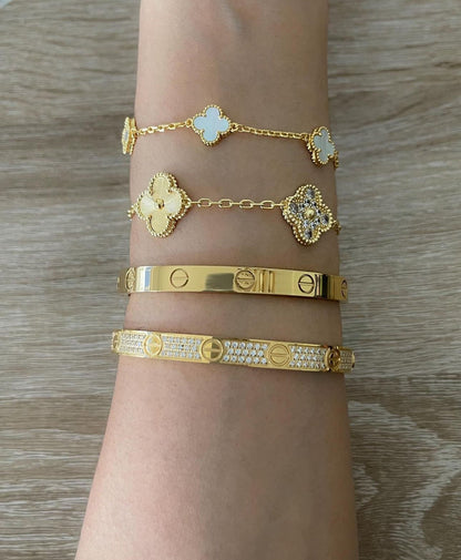 Mini Cleef Charm Bracelet | Gold