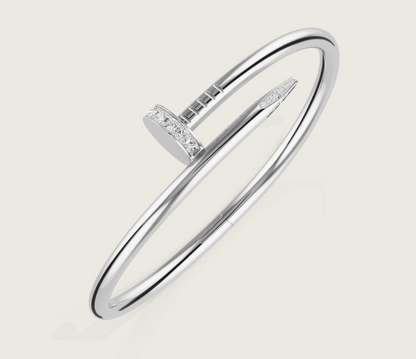 Nail Bracelet | 18K White Gold with Zircons